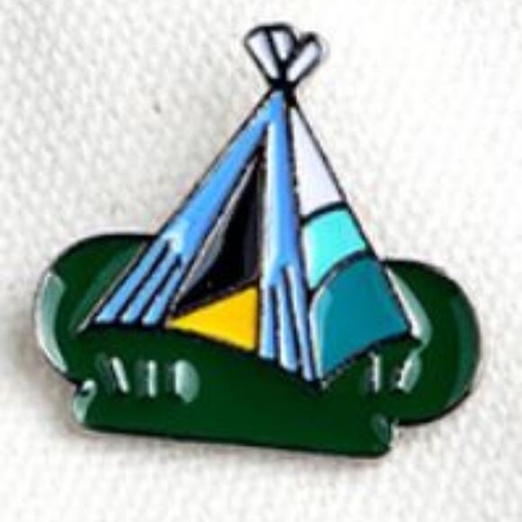 Camping Tent Pin Brooch - Picture 1 of 2